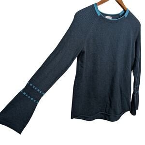 Smartwool Sweater Small Bell Sleeve Everglade Heather Green Merino Wool Cozy